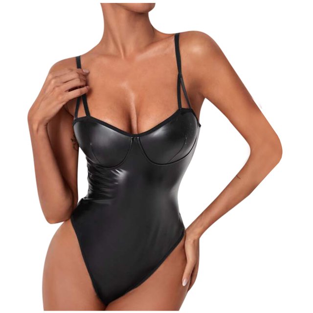Moda de mujer Sexy Sling Ropa interior de cuero artificial Body Lencería Fridja nalpqowj48881