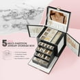 thumbnail image 5 of LYYHTY 5-Layer Jewelry Box with 4 Drawers, Lockable Jewelry Organizer with Mirror & Handle for Women, Large Capacity Faux Leather Jewelry Case for Necklace, Earrings, Rings, Bracelets, Watches, 5 of 14