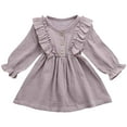 thumbnail image 1 of Zanarzt Robe pour Tout-Petits Bébés Filles Robe pour Tout-Petits Enfants Bébé Fille en Lin Uni à Boutons à Volants Robe de Fête Vêtements Violet,12-18 Mois, 1 of 5