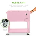 thumbnail image 4 of Best Choice Products 80qt Steel Rolling Cooler Cart w/ Bottle Opener, Catch Tray, Drain Plug, Locking Wheels - Pink, 4 of 9