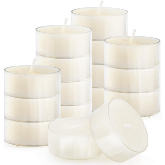 16PCS Pure White Beeswax Tealight Candles, Natural Scent, Clear Cup