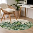 thumbnail image 5 of Round Area Rug 4ft, Summer Farm Tropical Leaves Non-Slip Non-Shedding Floor Mat, Watercolor Palm Leaf Washable Sturdy Carpet for Living Room Bedroom Home Decor, 5 of 9