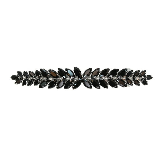 Faship Gorgeous Black CZ Crystal floral Hair Barrette Clip