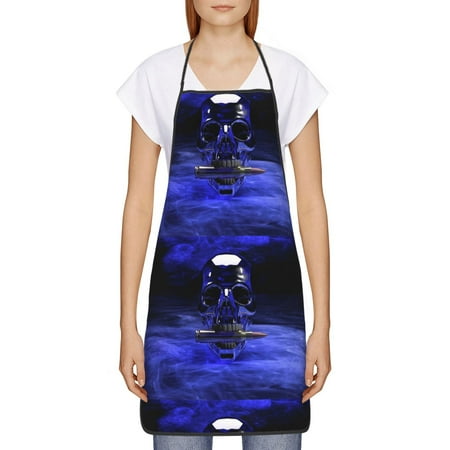 

Goofa Bib Apron Unisex Aprons Adjustable Waterdrop Resistant Cooking Kitchen Apron for Chef Steel Skull Pattern Apron Bulk