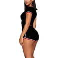 thumbnail image 3 of Maqroz Women 2 Piece Outfits Sets Summer Short Sleeve Crew Neck Cropped Top and Shorts Set Drawsting Elastic Waist Casual Vacation Travel 2026 Black S, 3 of 6