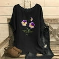 thumbnail image 1 of Blouses pour Femmes, T-Shirt Mode Décontracté Ample à Manches Courtes en Coton et Lin avec Broderie, 1 of 3