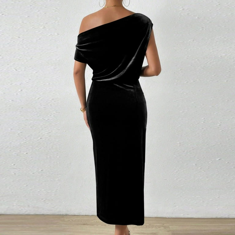 LNWUY One Shoulder Gowns for Women Elegant Long Sleeve Velvet High Split Mermaid Dresses Formal Ruched Evening Party Dress Black M - Walmart.com LNWUY One Shoulder Gowns for Women Elegant Long Sleeve Velvet High Split Mermaid Dresses Formal Ruched Evening Party Dress Black M - Walmart.com