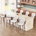thumbnail image 7 of Set of 3 Counter Height Swivel Bar Stools with Arms, Mid-Century Modern Bentwood Design, PU Leather Upholstery, White, 7 of 7