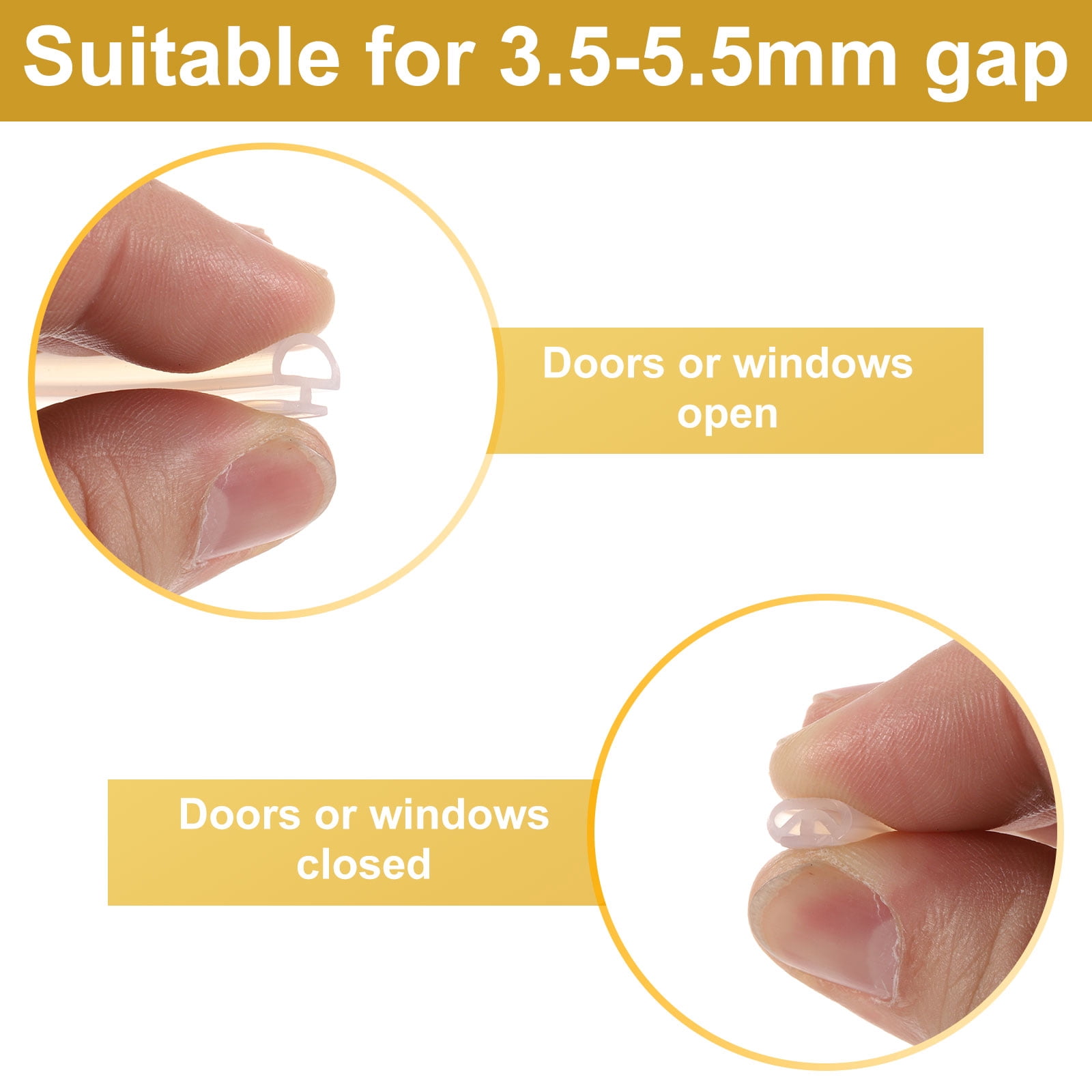Window Weather Stripping Door Seal, 5/16" Wide Bulb Bubble Silicone Weatherstrip Seal for 3/16" Slot (10 m/33 ft, Clear)