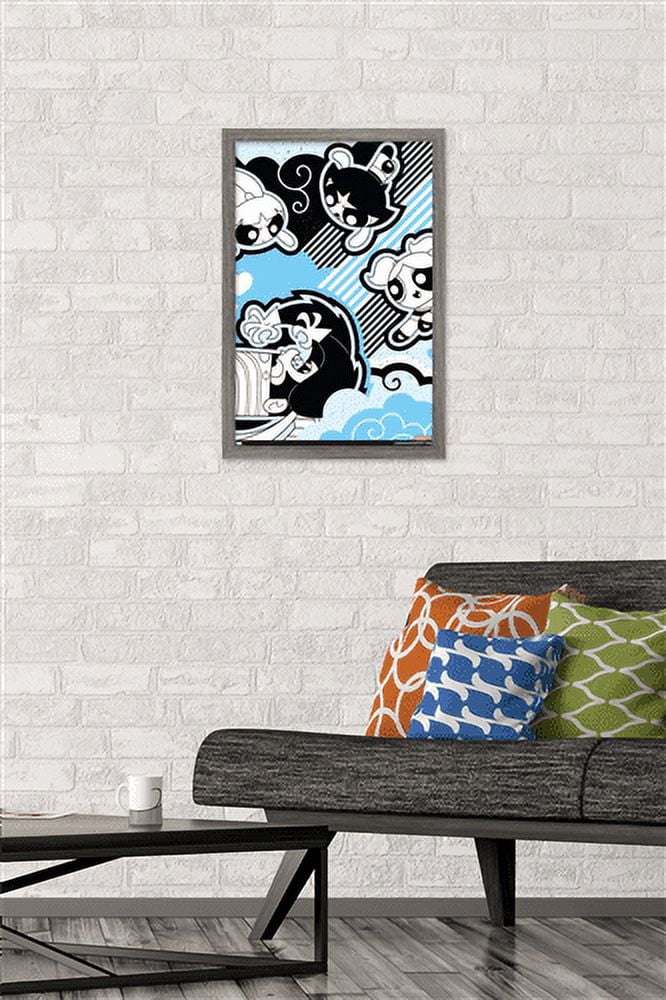 The Powerpuff Girls - Mojo Fight Wall Poster, 14.725" x 22.375", Framed