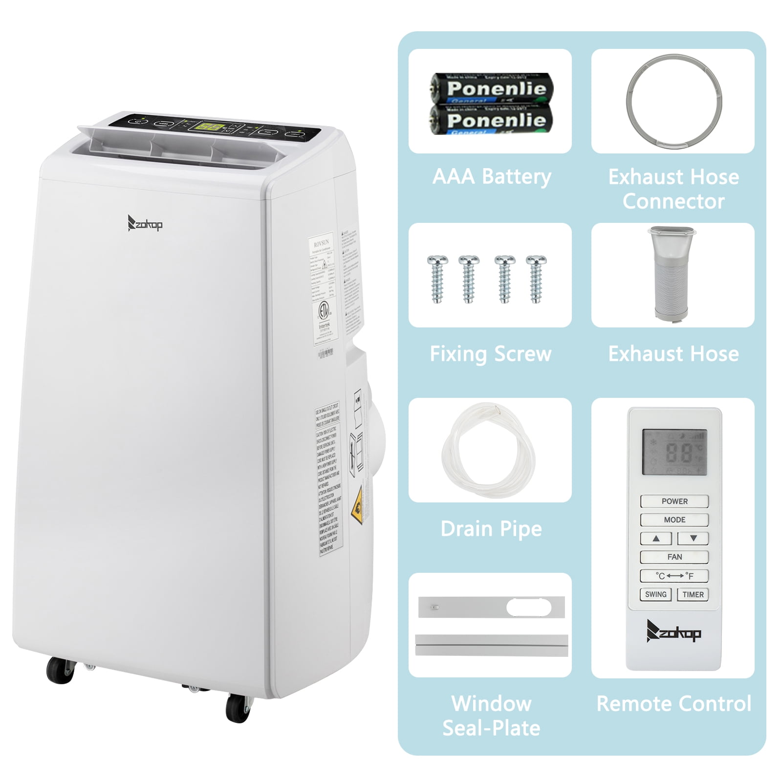 EasingRoom 12000BTU 110V Overhead Air Mobile Portable Refrigeration Air Conditioner ,White