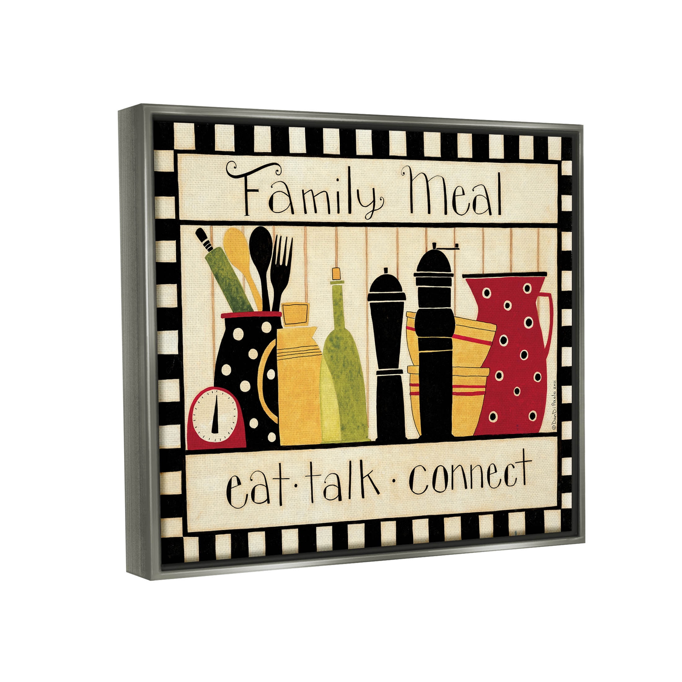 Family Meal Vintage Kitchen Utensils Food & Beverage Graphic Art Luster Gray Framed Art Print Wall Art