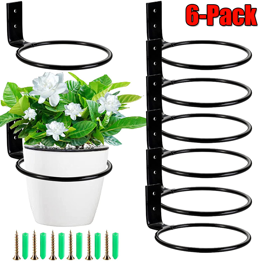Elbourn Plant Holder Ring 4 Inch Wall Mounted, 6 Pack Flower Pot