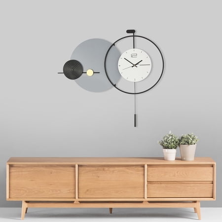 Iron Wall Clock with Pre-drilled Holes – 79*72cm Size, Quartz Movement, Easy Installation – for Bedrooms & Meeting Rooms Black+Gray