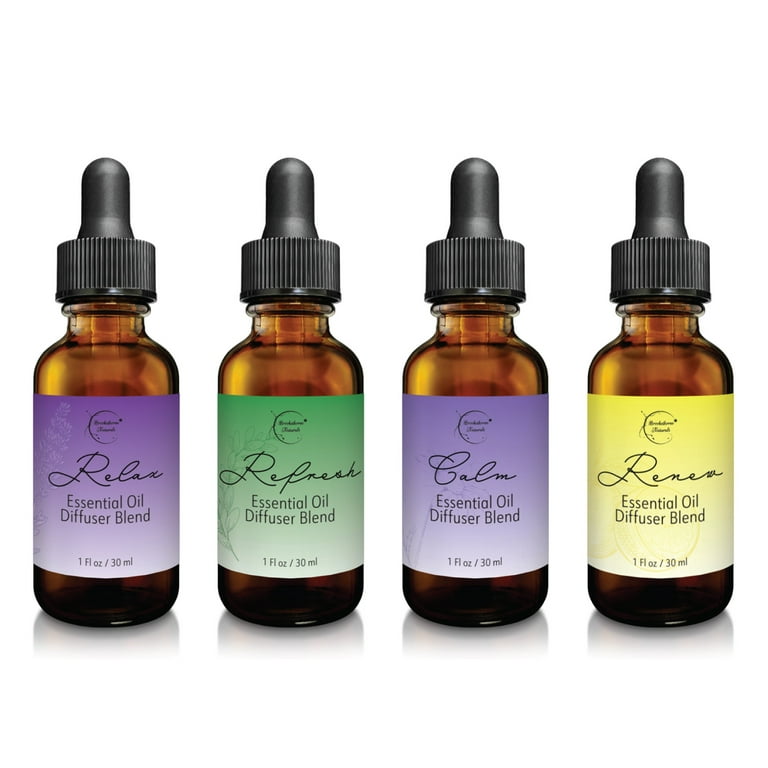 Brookethorne Naturals Essential Oils for Diffuser Set of 4 - Lavender,  Peppermint, Chamomile & Sweet Orange