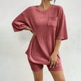 thumbnail image 5 of Women's 2 Piece Outfits Ribbed Knit Tracksuit Oversized Short Sleeve T-shirt Loose Biker Shorts Sets Loungewear Sweatsuits, 5 of 5