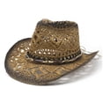 thumbnail image 3 of PMVFHDE Straw Hat Fedora Cap Men Women Outdoor Travel Sun Hat Wide Brim Casual Breathable UPF50+ Summer, 3 of 3