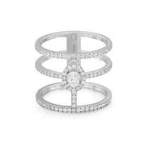 Messika 0.73Ctw Glam'Azone 3 Row Diamond Band Ring 18K White Gold Size 53 US 6.5