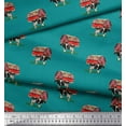 thumbnail image 2 of Soimoi Green polyester Crepe Fabric Barn & Cow Farm Print Fabric by Yard 52 Inch Wide, 2 of 3
