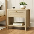 thumbnail image 2 of EYYTHUNG Farmhouse Nightstand Set of 2, Large Bedside End Table with Drawer & Open Storage, Mid Century Wood Night Stand, Light Oak, 2 of 7