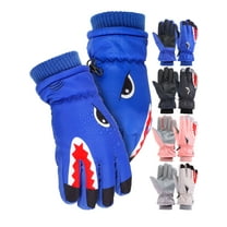 Spencer Kids Snow Ski Gloves Thickened Warm Winter Gloves Outdoor Waterproof Anti-slip Skating Gloves with Fleece Lining Boys and Girls 8-14 Years, Pink