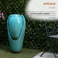 thumbnail image 4 of Alpine Corporation - 33" Tall Outdoor Antique Jar Water Fountain with LED Lights, Vintage Light Waterfall – Relaxing Garden Fountain for Patio, Deck, or Yard (Turquoise), 4 of 13