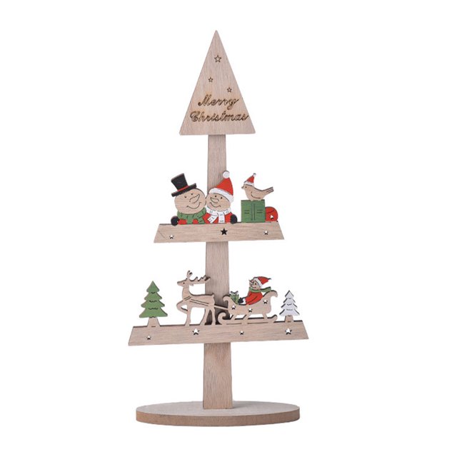 Injueey Decoración de árbol de Navidad de con soporte de dibujos animados de Papá Noel, muñeco de nieve, alce, decoración de mesa, adornos, Kits de decoración para fiestas Muñeco de nieve Injueey HA069453-02