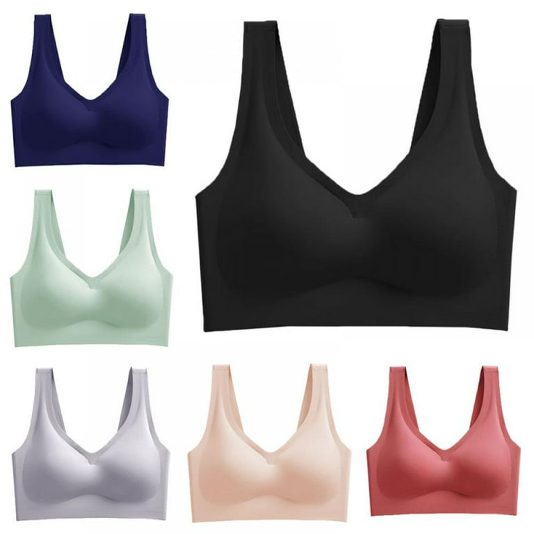 Seamless Wirefree Sleep Bras for Women, Soft Yoga Sports Bra with No-Trace  Comfort and Medium Support