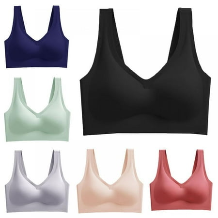

6PCS Women Seamless Sports Bra Plus Size Wire Free Brassieres Comfortable Underwear Solid Color Pad Women s Intimates Lingerie Underwear