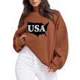 thumbnail image 3 of Vedolay Womens Tops Women Casual Button V Neck Hoodies Oversized Pullover Sweatshirt with Pockets,Coffee XXL, 3 of 5