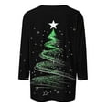 thumbnail image 4 of Mifsaly Merry Christmas Shirts Women 3/4 Sleeve Crewneck Plus Size T-Shirts Gradient Bright Fashion Pullover Tops Festival Party Blouse Holiday Funny Outfits 2025, 4 of 5