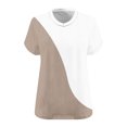 thumbnail image 6 of Fengqque Womens Plus Size Summer T Shirts Womens Oversized Tshirts V Neck Short Sleeve Color Blocking Tops Summer Casual Loose Fit Tunic Tee Shirt Women's Tops Khaki XXXXL(XXXXL), 6 of 6