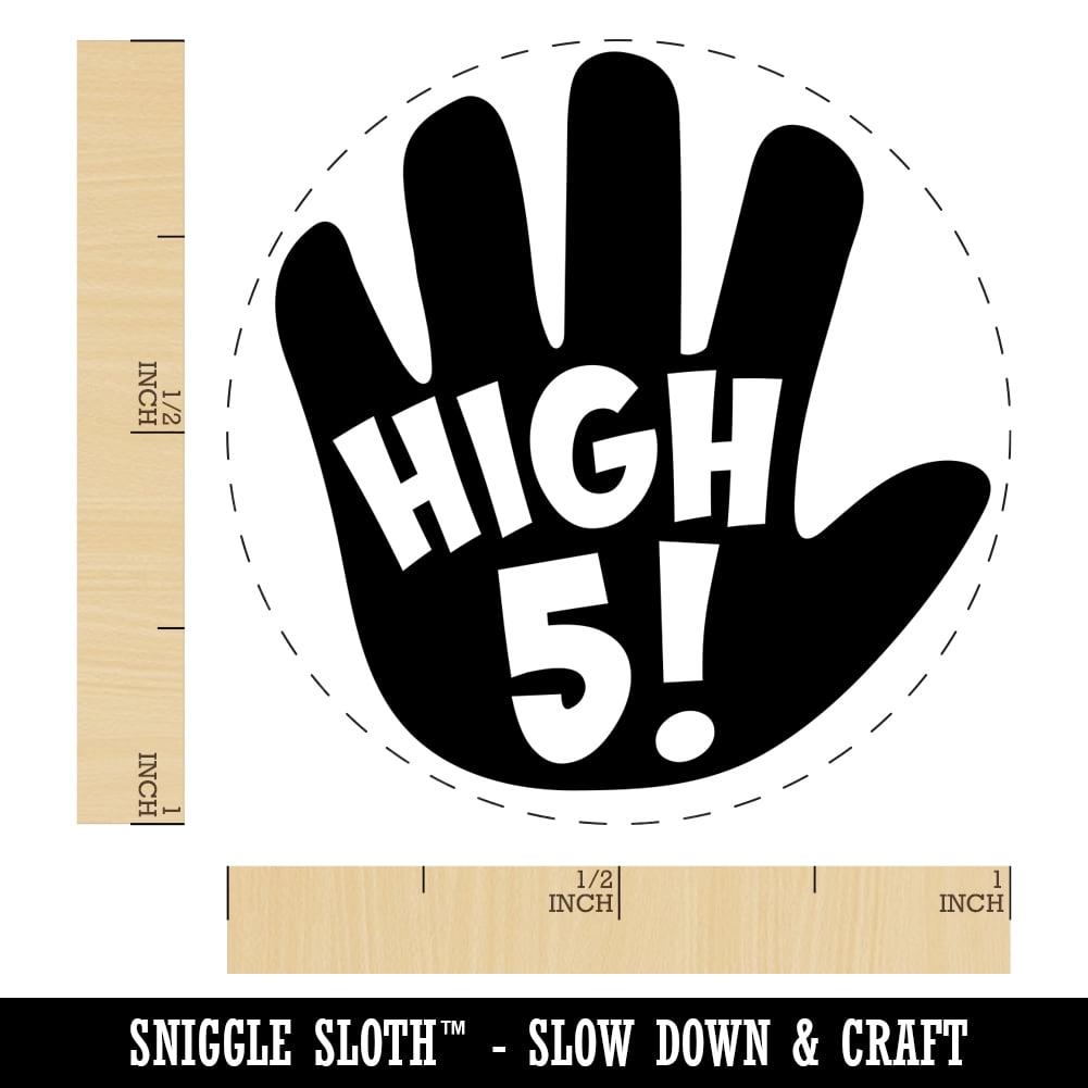 High 5 Hand Gesture Congrats Self-Inking Rubber Stamp Ink Stamper - Orange Ink - Medium 1 Inch