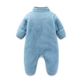 thumbnail image 5 of kids Fleece Footed Onesie Full-Zip Warm Daily Wear Jumpsuit Blue 3-9 Months, 5 of 9