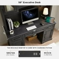 thumbnail image 5 of T4TREAM Executive Desk with Hutch, Farmhouse Office Desk with Charging Station & Wood Bookshelf Drawers and Storage Cabinet, Black, 5 of 7