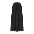 thumbnail image 4 of Annhoo Pleated Skirts for Women Casual Drawstring High Waisted Maxi Skirt Baggy Ruffle Tiered Vacation Long Skirt, 4 of 7