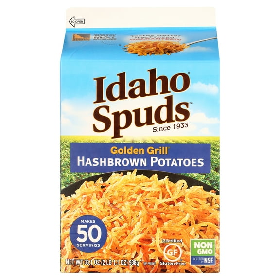 Idaho Spuds Premium Hashbrown Potatoes, 1 Gallon carton, 50 Servings, Gluten Free & Kosher