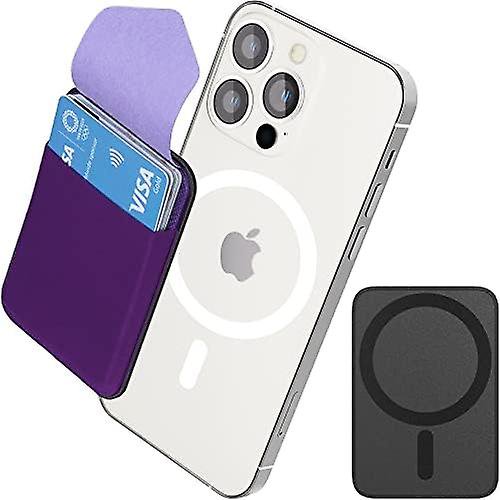 Cartera de licra elástica para accesorios MagSafe (máximo 5 tarjetas, color morado)