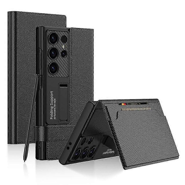 Funda tipo cartera con cierre magnético para Samsung Galaxy S24 Ultra, de piel sintética, con función atril y tarjetero.