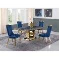 thumbnail image 2 of 5pc. Dining Set with Gray Marble Table and Navy Velvet Chairs, 2 of 4