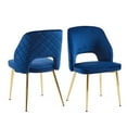 thumbnail image 3 of Modern Accent Dining Chairs Set of 4, Upholstered Velvet Dining Room Chairs with Hollow Back, Tufted Kitchen Chairs Side Chairs with Gold Metal Legs for Living Room Restaurant, Blue, 3 of 5