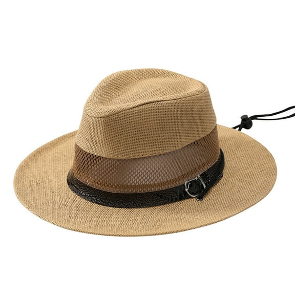 beishanbush Clothing 2025 Bucket Hats Breathable Sunshade Hat Mesh Hollow Straw Plaited Article Top Hat Thin Sunscreen Hat Khaki