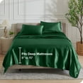 thumbnail image 6 of Bare Home Luxury Poly Satin Sheet Set for Hair and Skin, 15” Deep Pockets, King, Forest Green, 6 of 8
