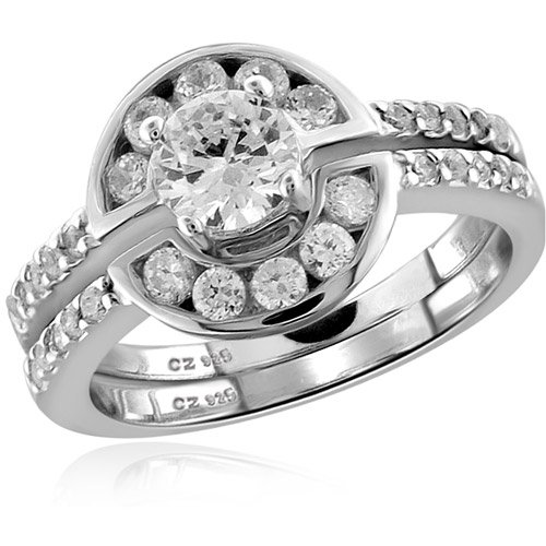 Diamonice 0.925 Sterling Silver 1.90 Carat White Cubic Zirconia Ring