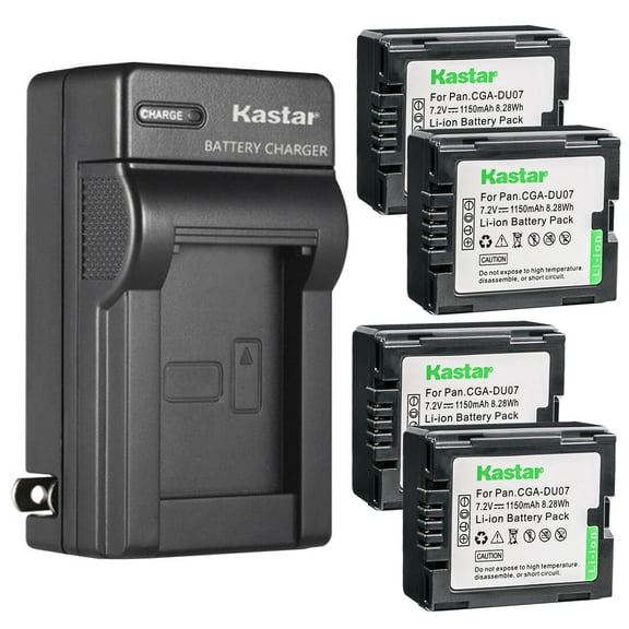 Kastar 4-Pack Battery and AC Wall Charger Replacement for Panasonic PV-GS250, PV-GS300, PV-GS320, PV-GS400, PV-GS500, SDR-H18, SDR-H20, SDR-H200, SDR-H250, SDR-H280, SDR-H288, VDR-D100, VDR-D105