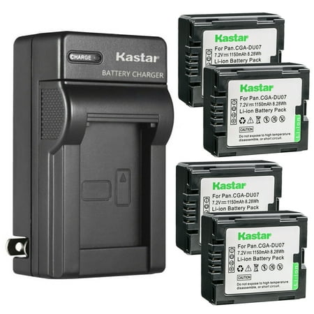 Kastar 4-Pack Battery and AC Wall Charger Replacement for Panasonic VW-VBD060 VW-VBD070 VW-VBD120 VW-VBD140 VW-VBD210 VSB0470 Battery VSK0631 VSK0650 VSK0651B DE-974GC PV-DAC14D Charger