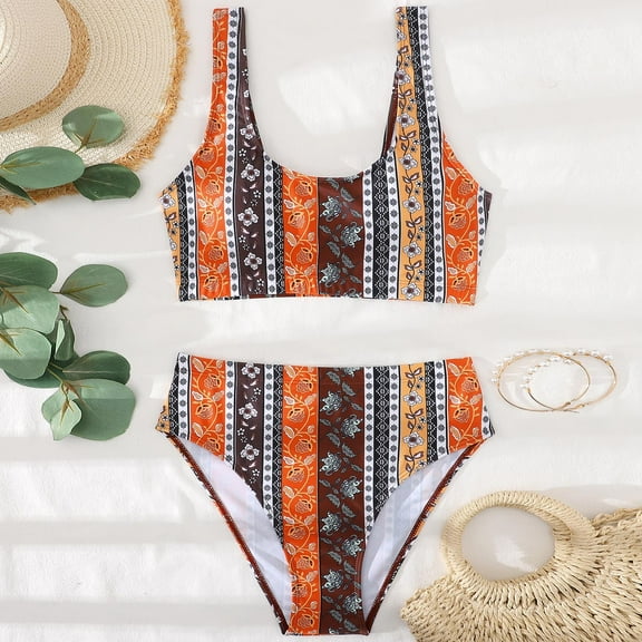 Aayomet Womens Bathing Suits New Print Multi Color Small Vest Bikini Bikini Women's Swimsuit,Orange M