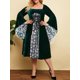 thumbnail image 1 of Talla grande Terciopelo de navidad Copo de nieve Floral Encaje-up vestido de manga de campana Rosegal  vestidos vintage tallas grandes, 1 of 5