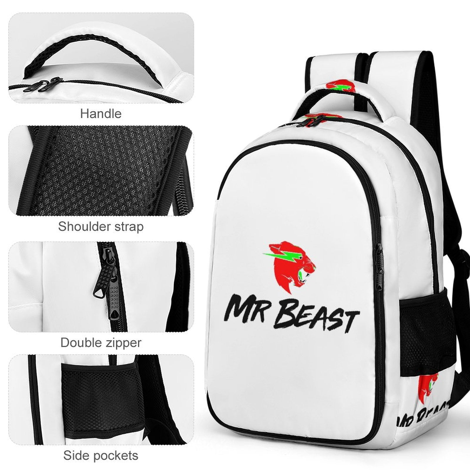 Mr-Beast Backpack, Lightweight Dual Zippers School Backpacks