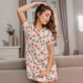 thumbnail image 3 of Picia Strawberry And Flowers Pattern Women’s Nightdress – Casual Short-sleeved Loose-Fit Sleepwear, Soft Cotton Short-Sleeve Sleep Shirt for Relaxation & Comfort, 3 of 6